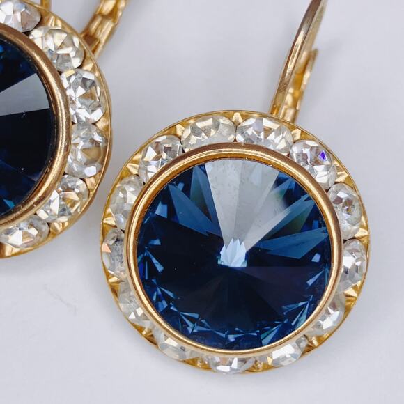 Vintage Lot of 3 Earrings Pairs Rivoli Rhinestone Leverback Mid Century Sparkly - Picture 6 of 16